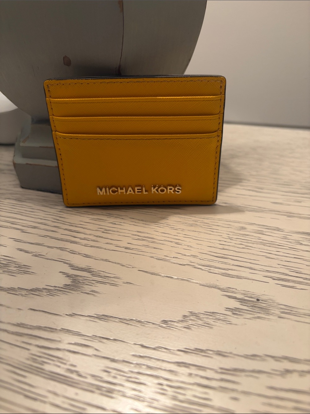 Michael Kors Yellow Saffiano Leather Card Case with Logo